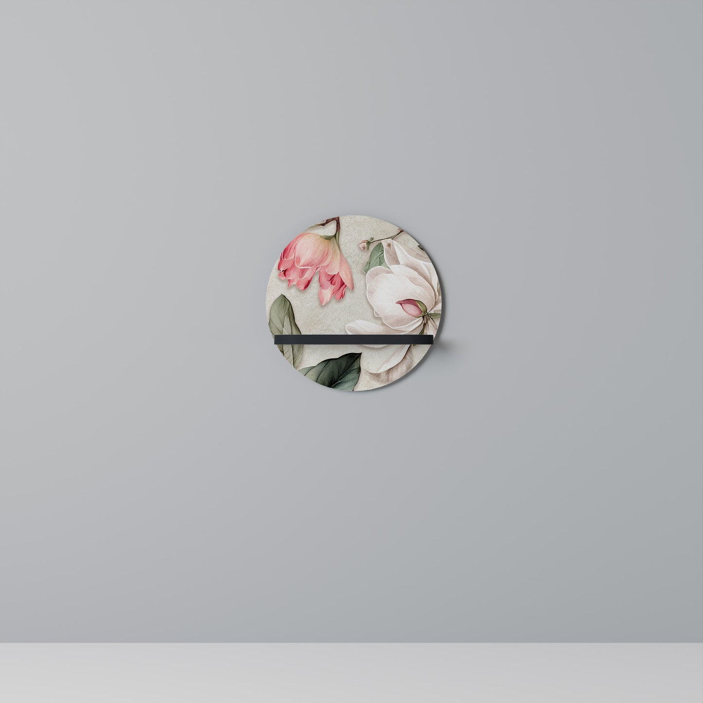 FLORAL GRACE Rund konsthylla i svart finish