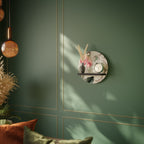 FLORAL GRACE Round Art Shelf In Black Finish