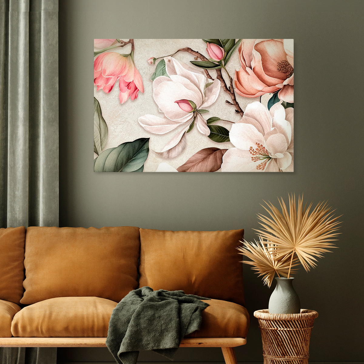 FLORAL GRACE Horizontal Canvas Print