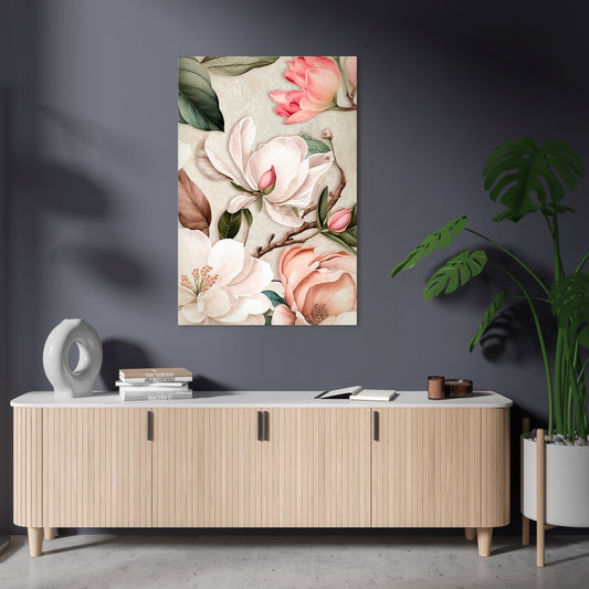 FLORAL GRACE Vertical Canvas Print
