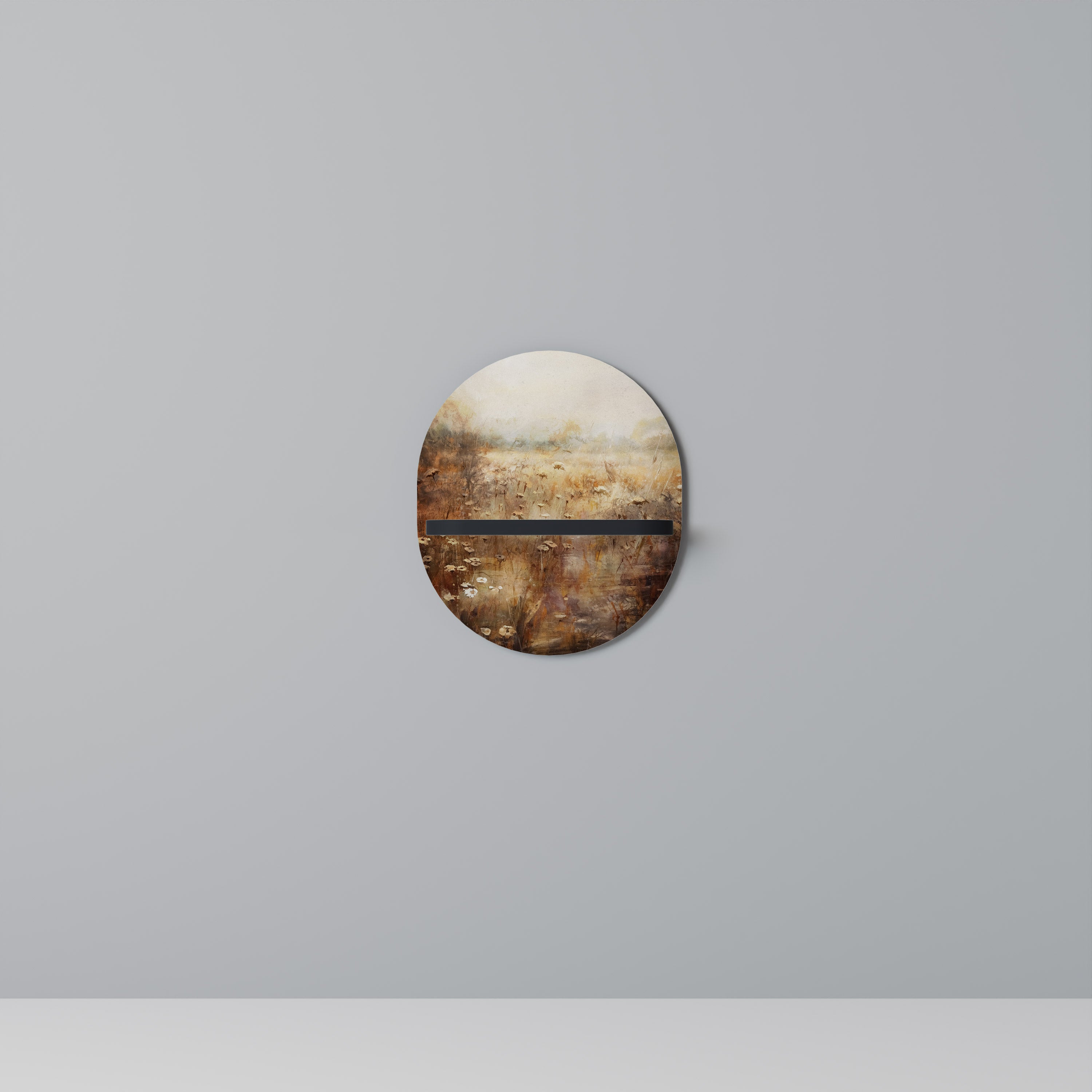 TRANQUIL FIELD Oval konsthylla i svart finish