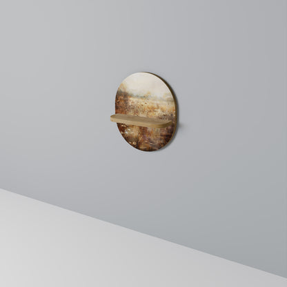 ROLIGT FÄLT Oval konsthylla i ekeffekt