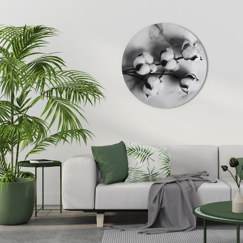 MONOCHROME COTTON DREAMS Round Wall Art