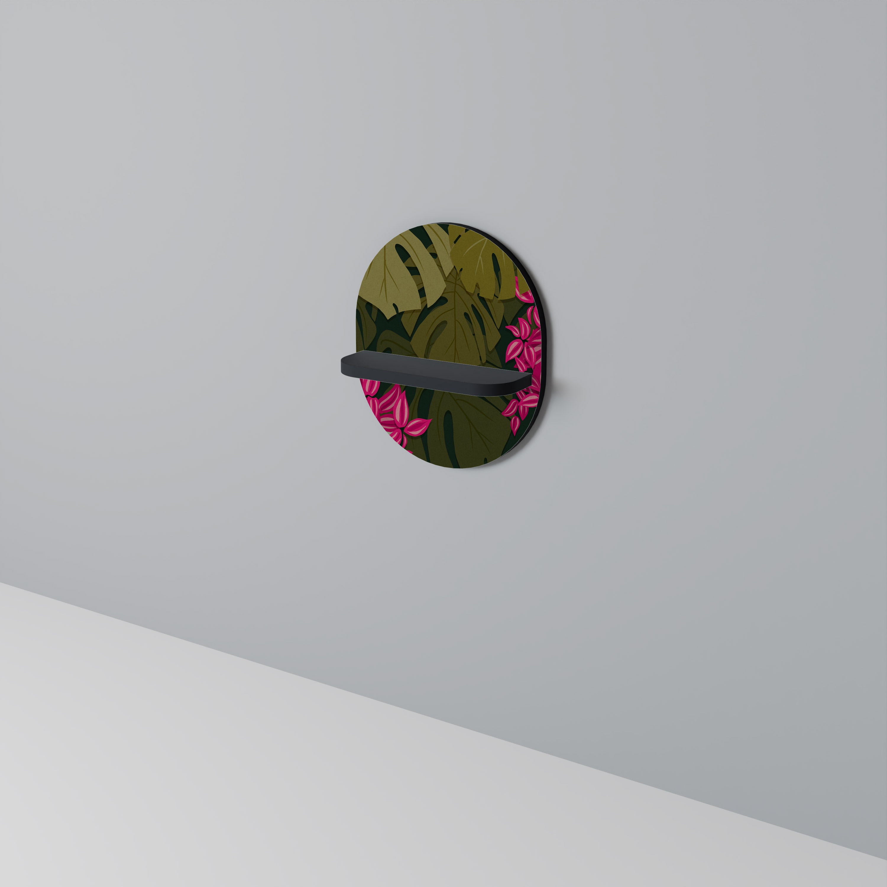 TROPICAL BEAUTY Oval konsthylla i svart finish