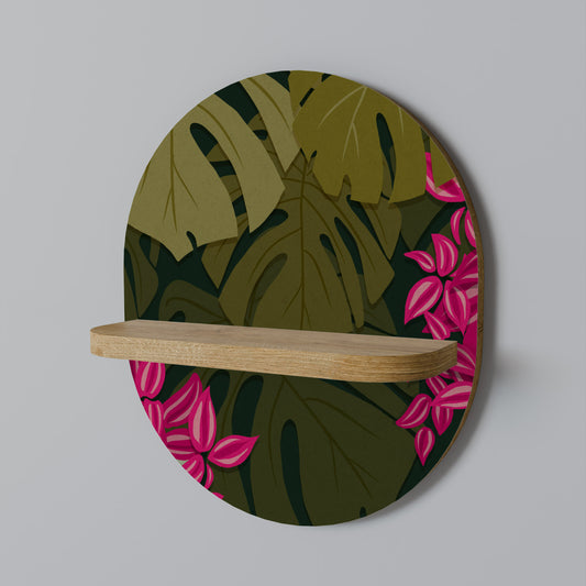 TROPICAL BEAUTY Oval konsthylla i ekeffekt