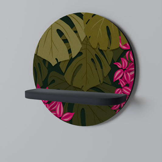 TROPICAL BEAUTY Rund konsthylla i svart finish