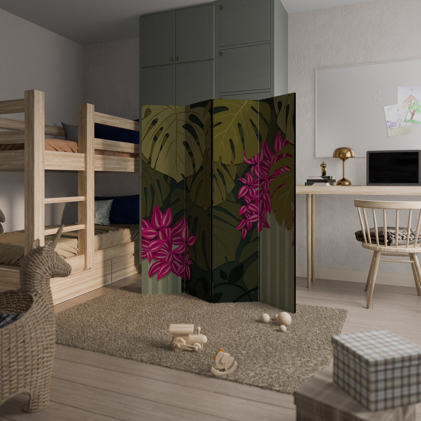 TROPICAL BEAUTY Decorative 4-Panel Room Divider