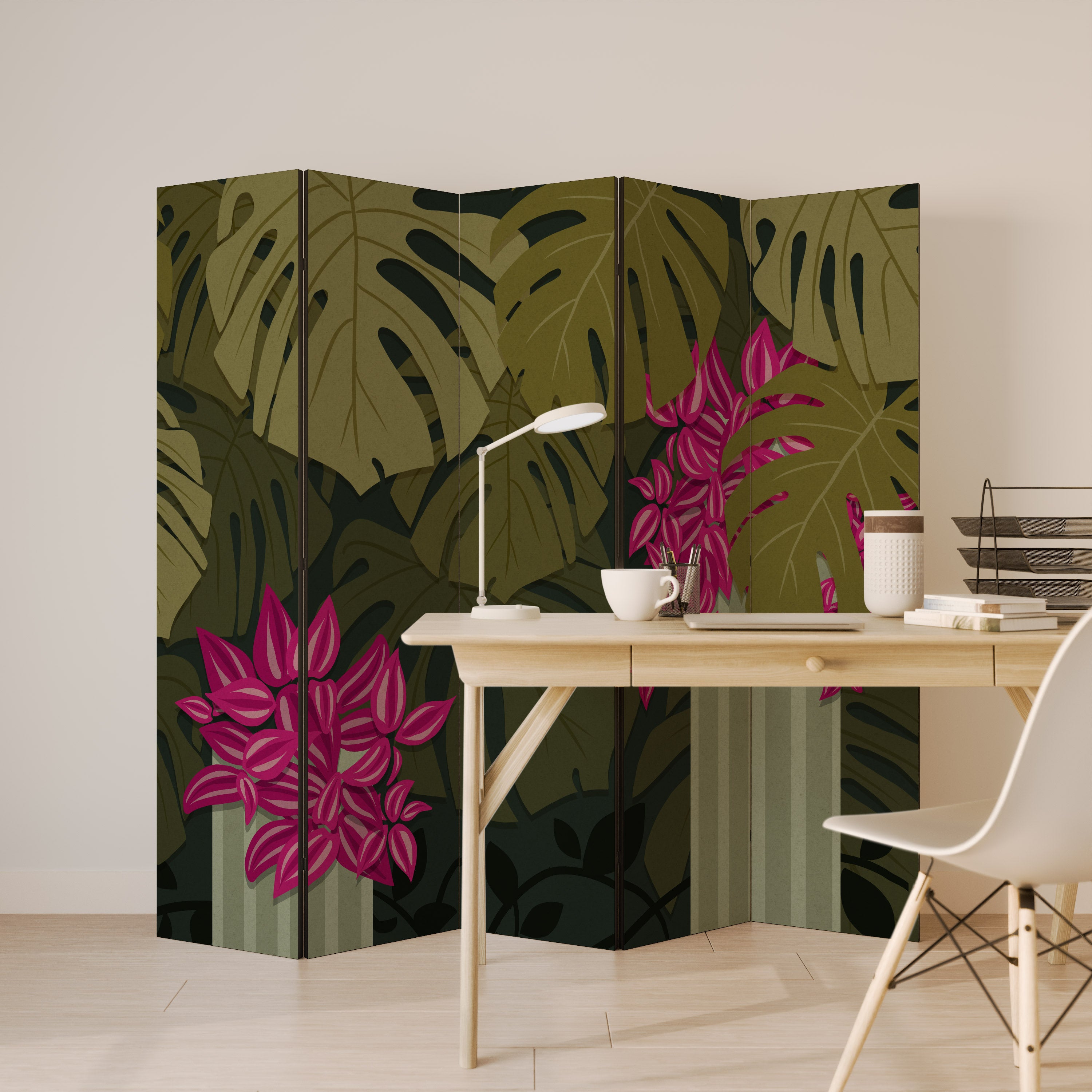TROPICAL BEAUTY Dekorativ rumsavdelare – 5 paneler