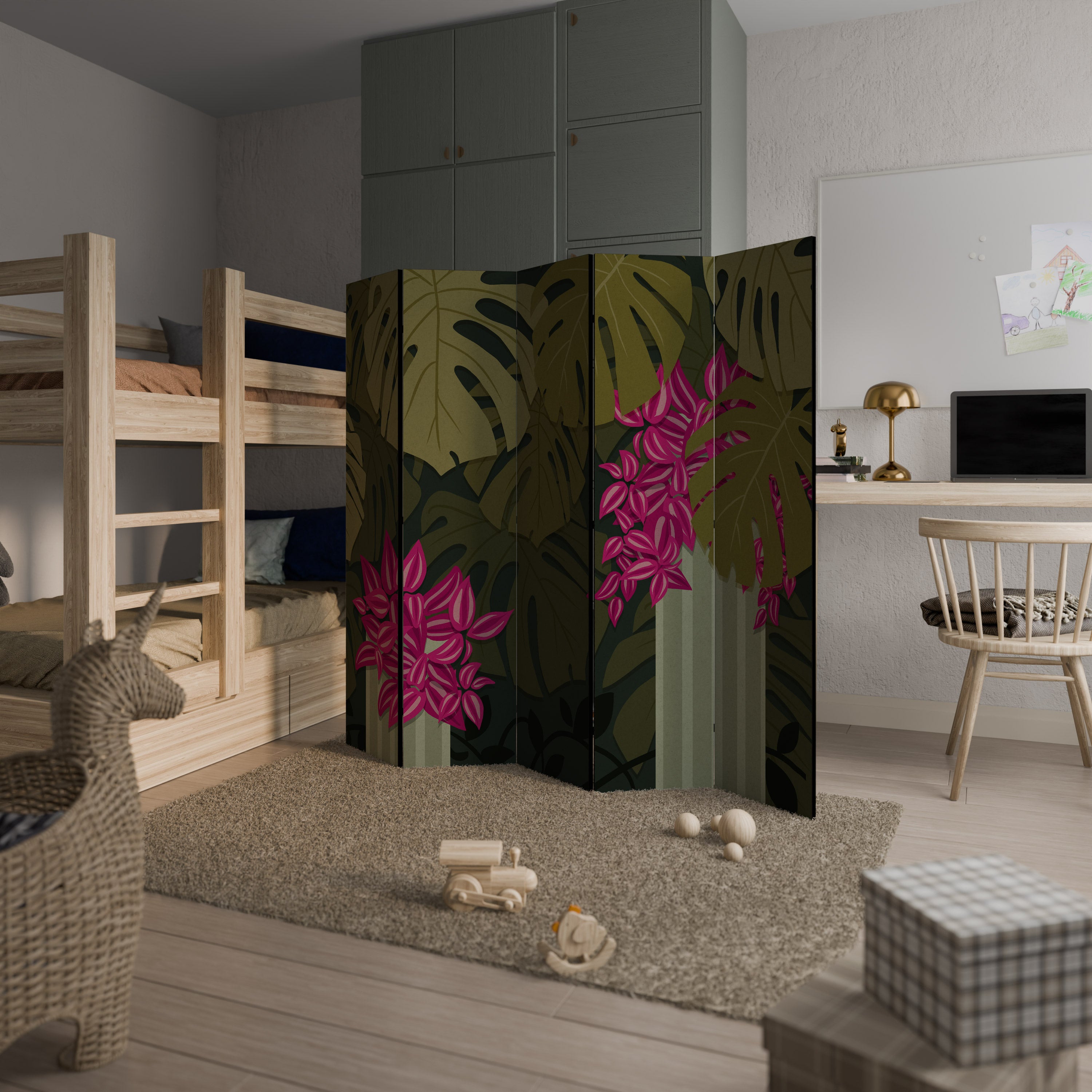 TROPICAL BEAUTY Dekorativ rumsavdelare – 5 paneler