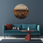 GLOWING MEADOWS AT DUSK Round Wall Art