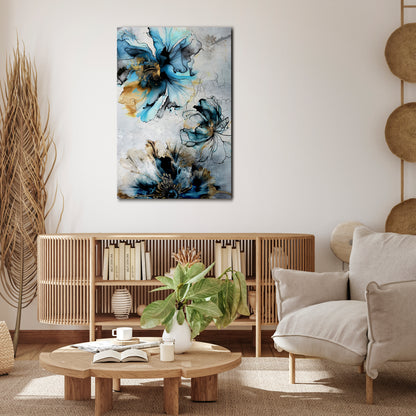 COBALT BLOSSOMS Vertical Canvas Print