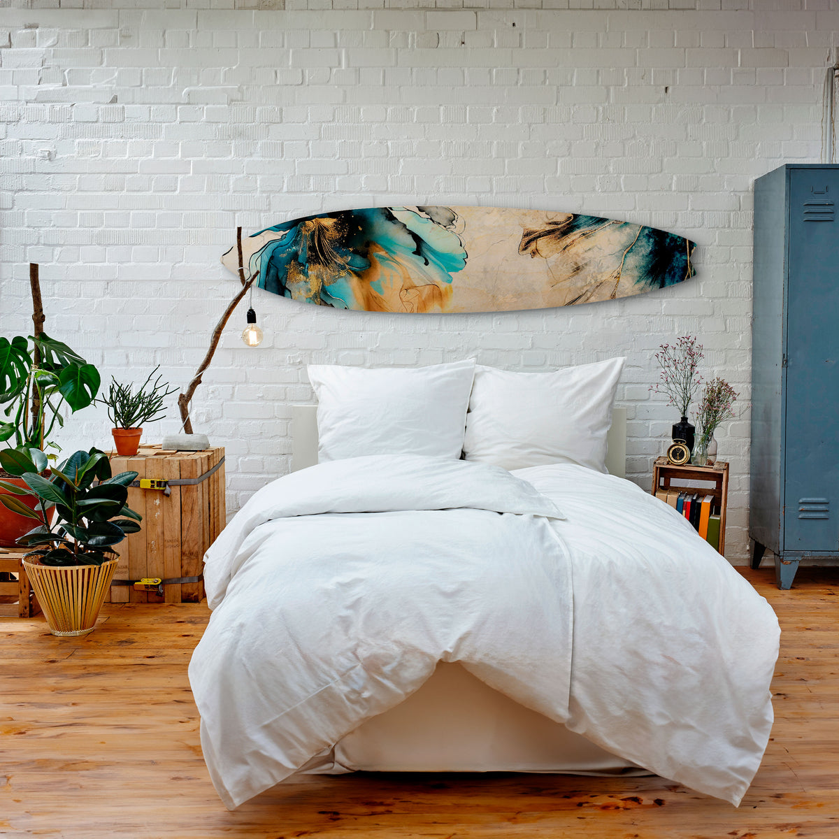 COBALT BLOSSOMS Surfboard Decorative Panel