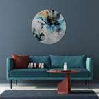 COBALT BLOSSOMS Round Wall Art