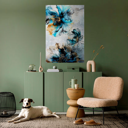 COBALT BLOSSOMS Peel and Stick Vertical Poster