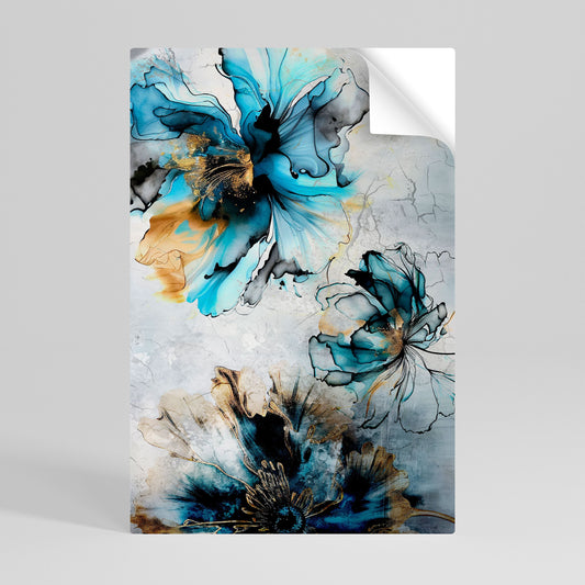 Koboltblommor vertikal poster med självhäftande mönster