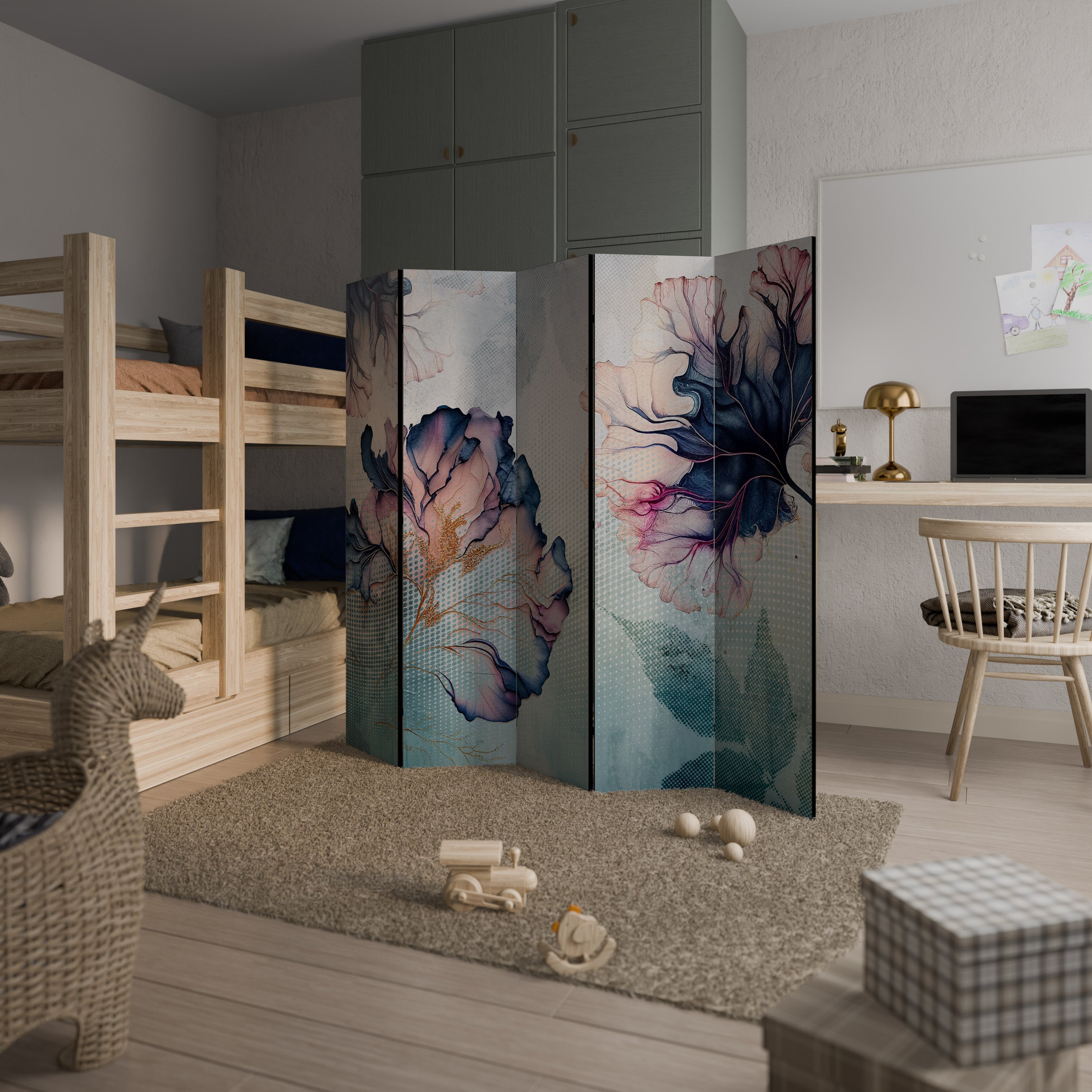 ICY BLOSSOMS 5-Panel Room Divider