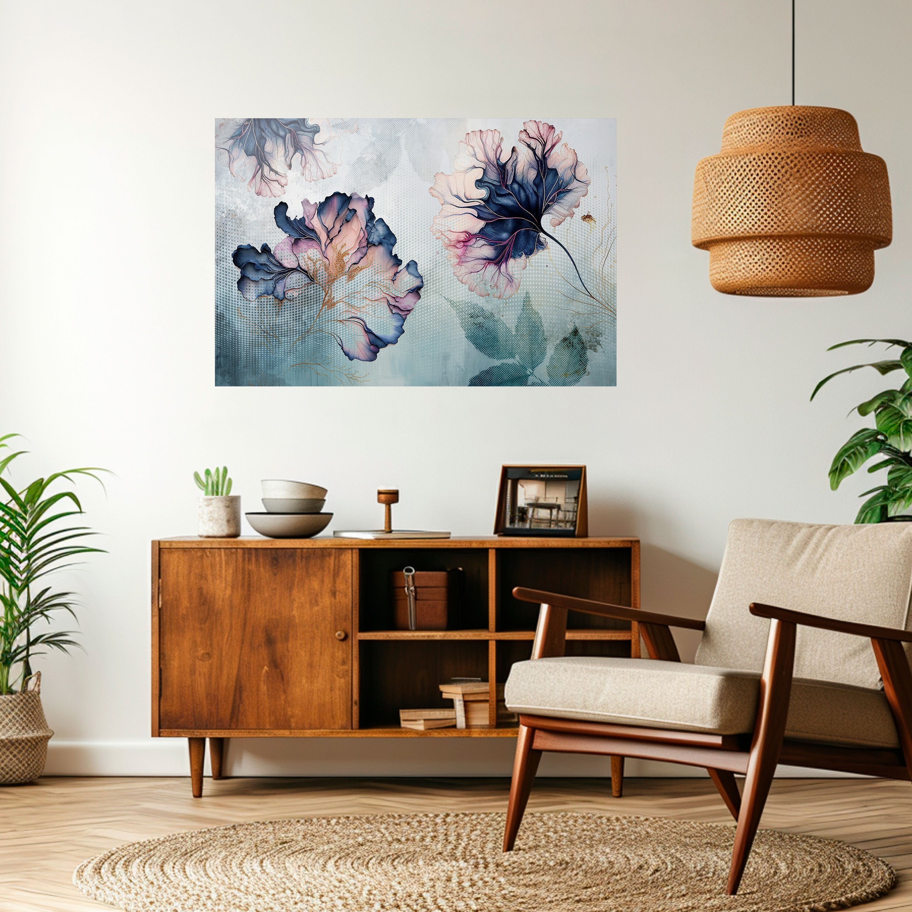 ICY BLOSSOMS horisontell poster med självhäftande motiv