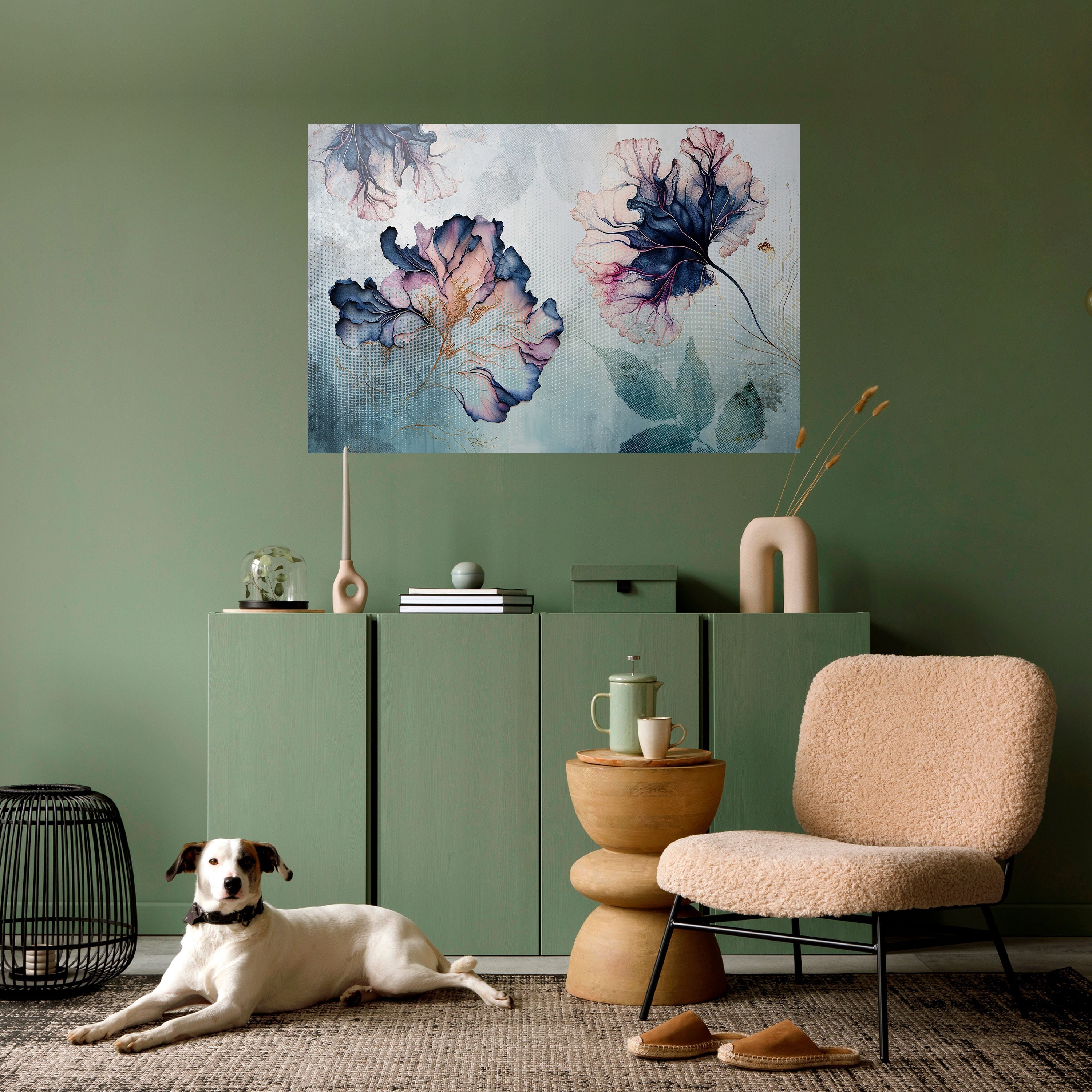 ICY BLOSSOMS horisontell poster med självhäftande motiv