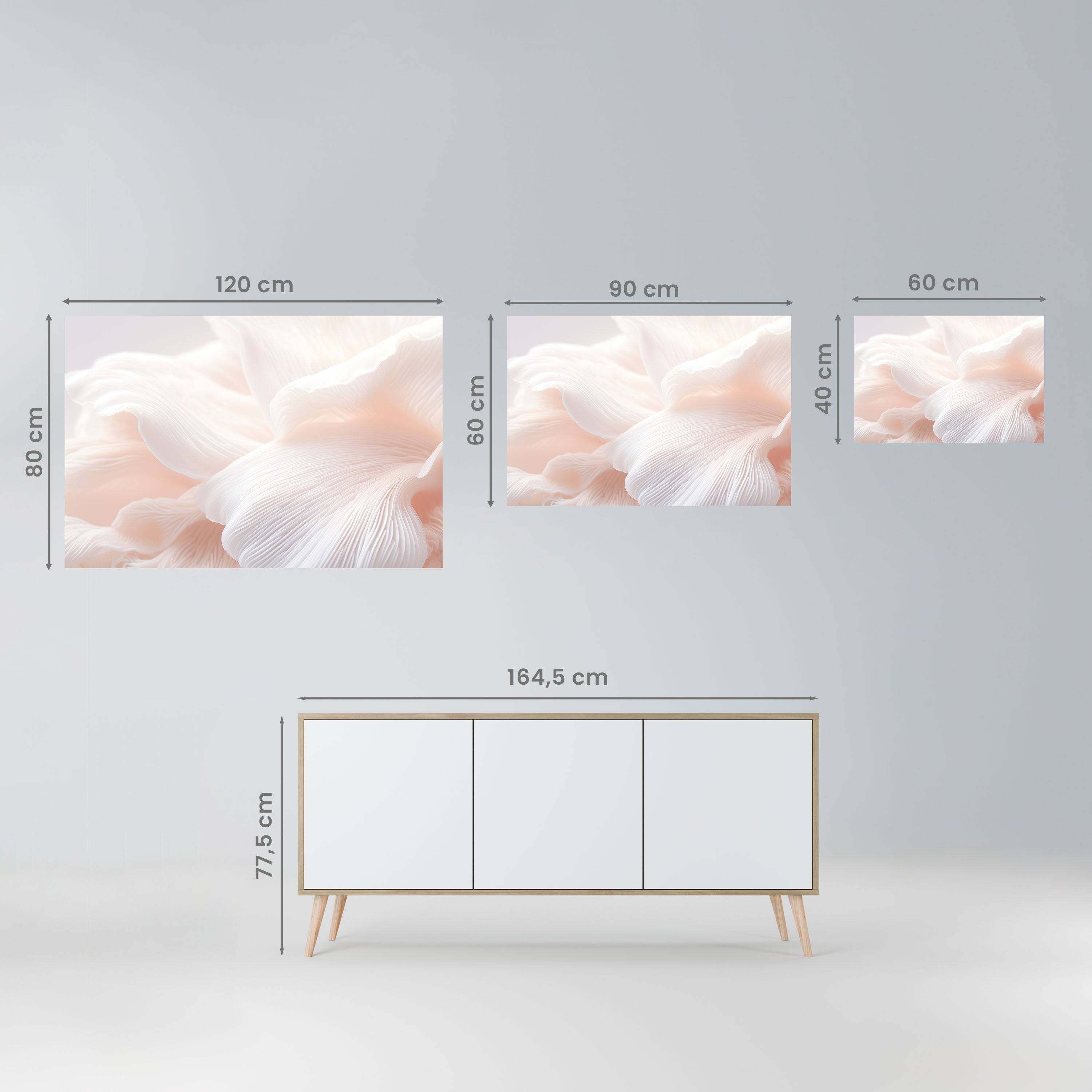 DELICATE ROSA HARMONY horisontell affisch med självhäftande motiv