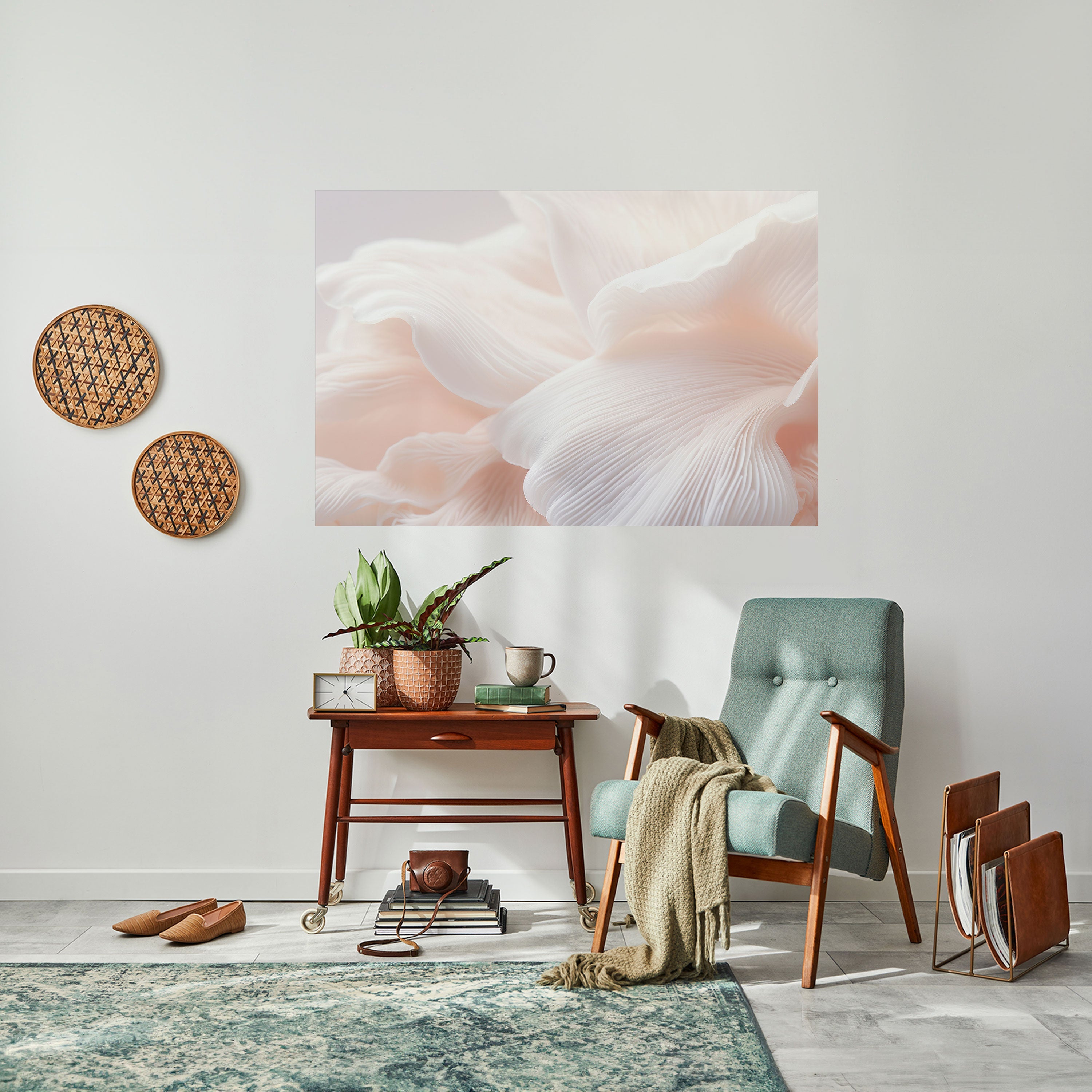 DELICATE ROSA HARMONY horisontell affisch med självhäftande motiv