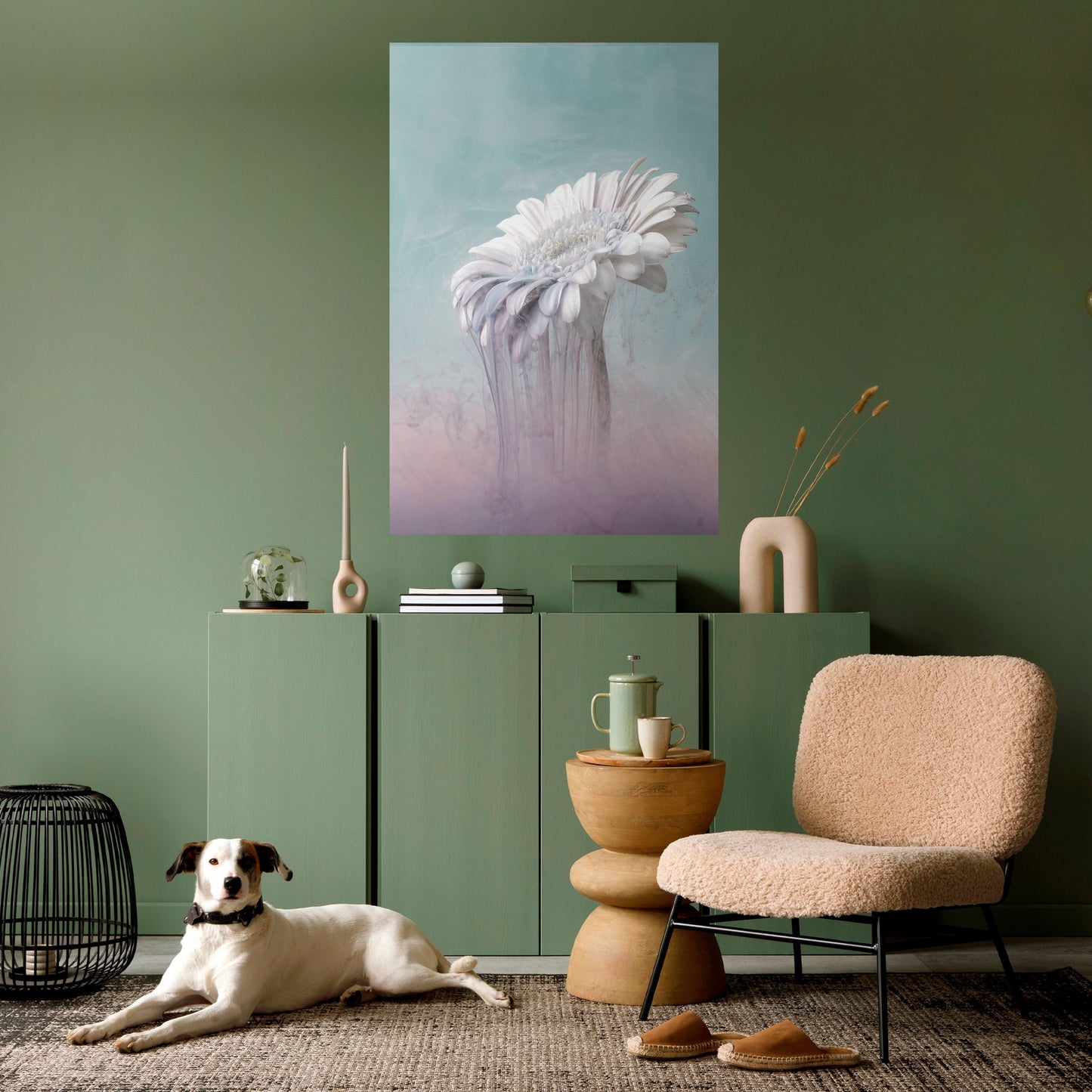 SMÄLTANDE GERBERA, vertikal poster med självhäftande tryck