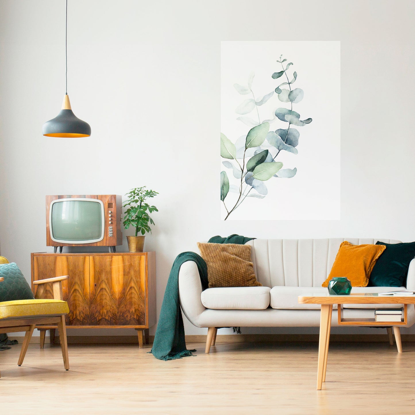 AQUA LEAF SYMPHONY Peel and Stick Vertical Poster