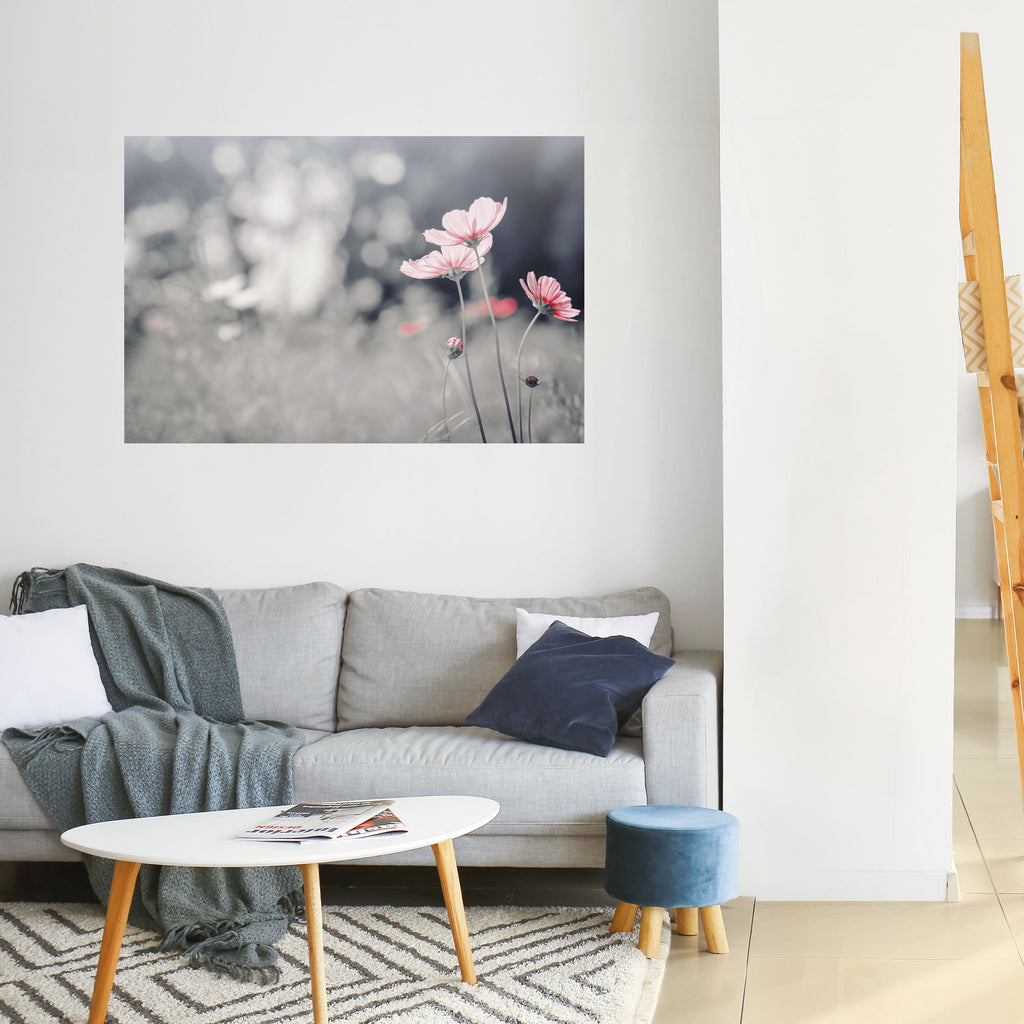 SUBTIGT BLOMSTBLADSDANS Horisontell affisch med självhäftande motiv