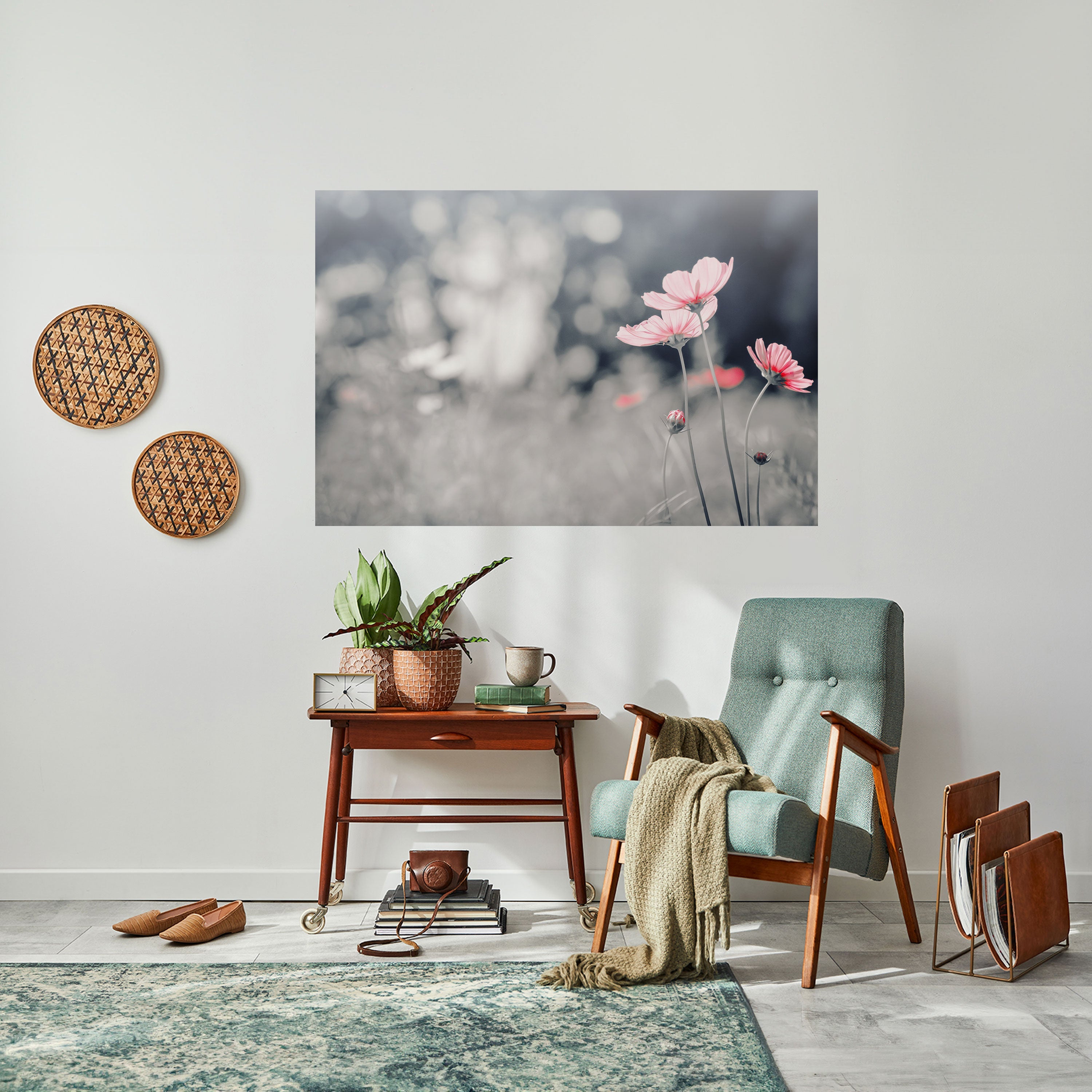 SUBTIGT BLOMSTBLADSDANS Horisontell affisch med självhäftande motiv