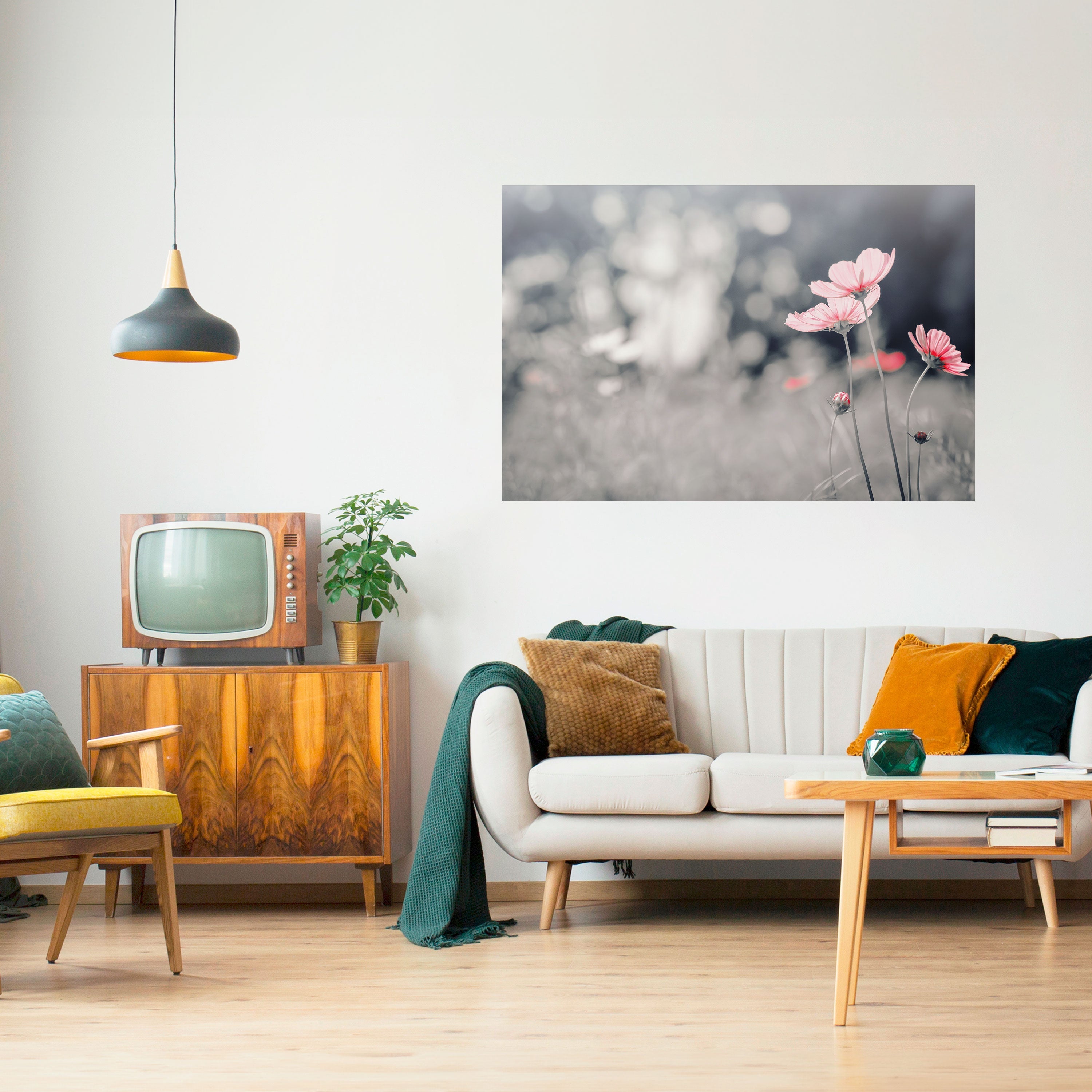 SUBTIGT BLOMSTBLADSDANS Horisontell affisch med självhäftande motiv
