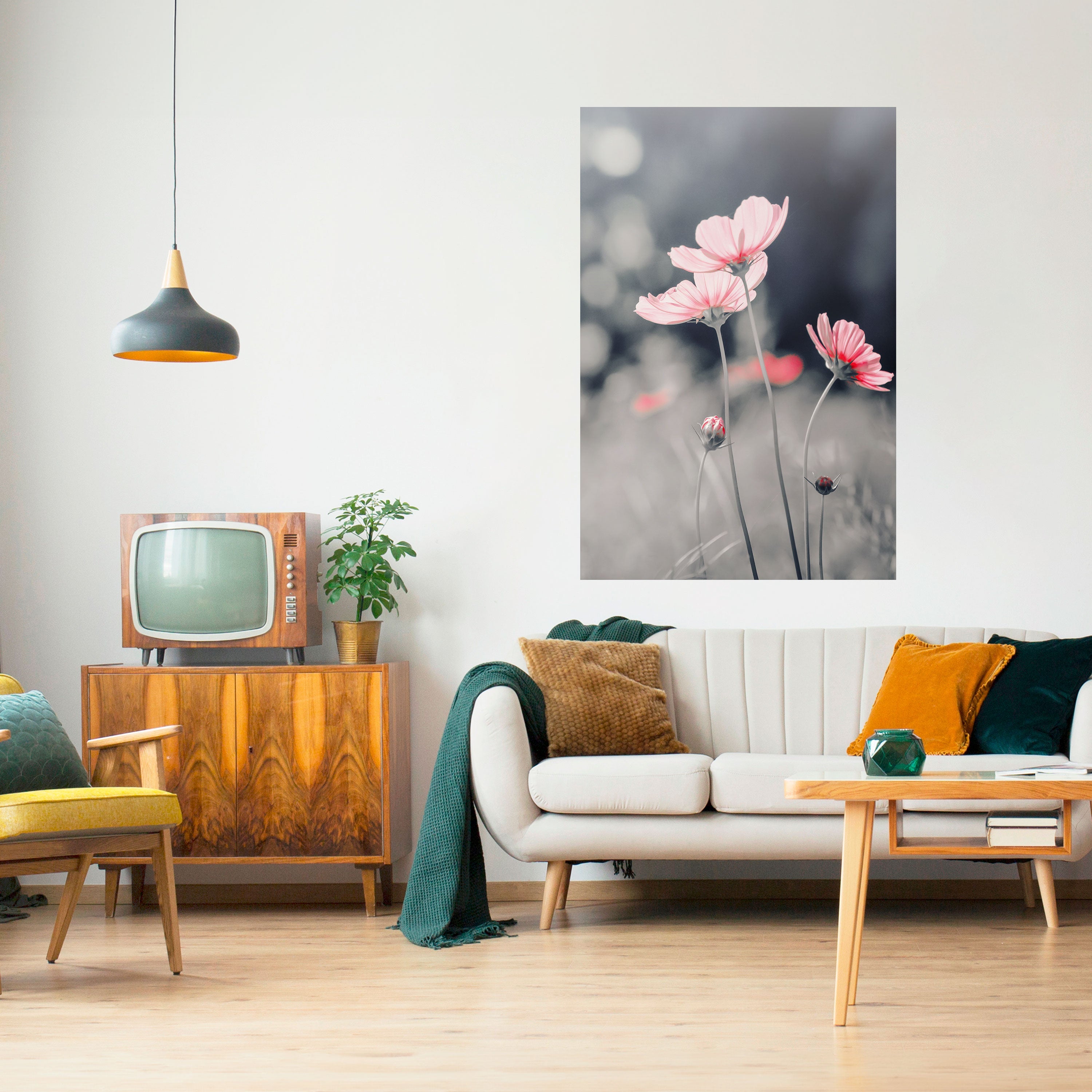 SUBTIGT BLOMSTBLADSDANS Vertikal affisch med självhäftande motiv