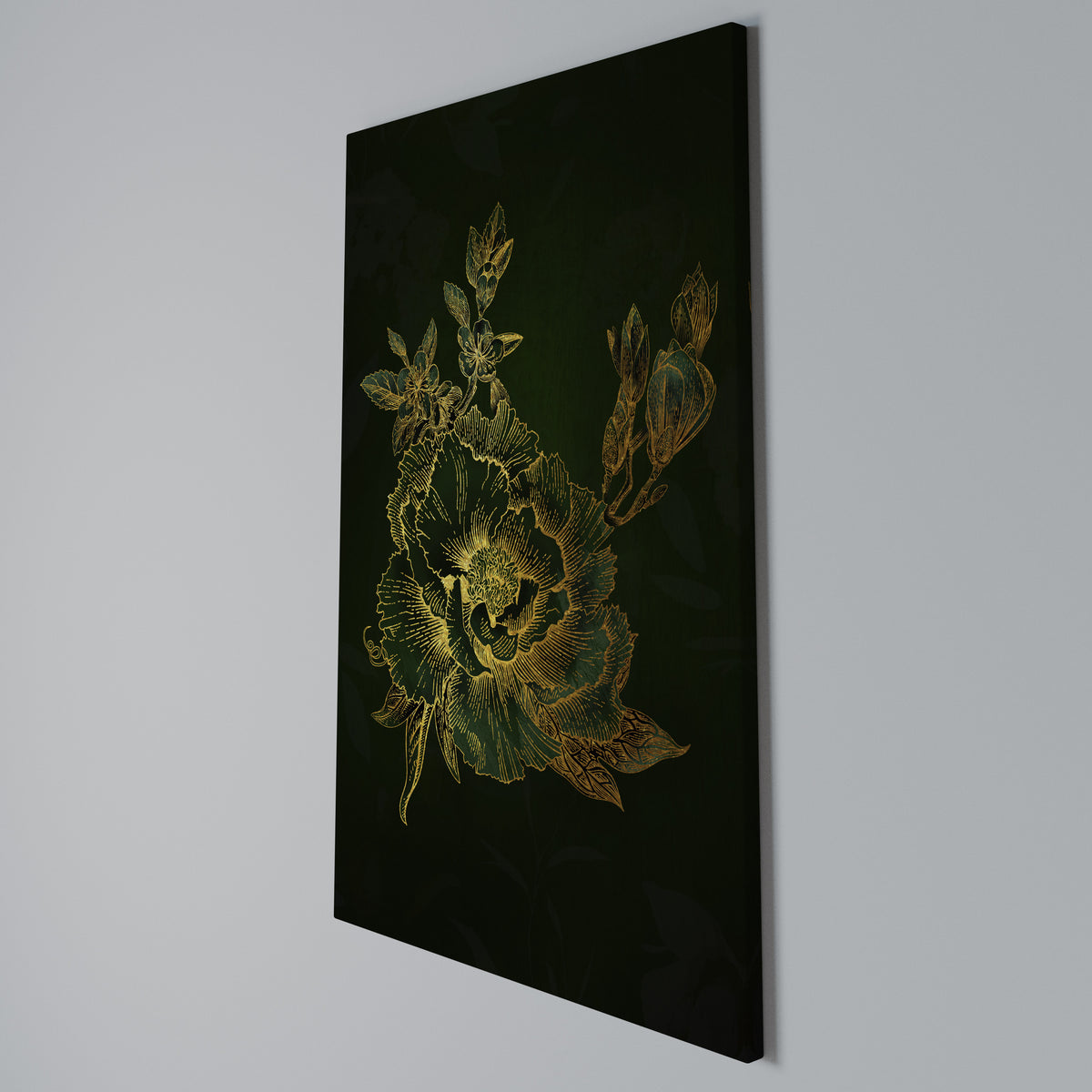 MIDNIGHT FLORAL GLIMMER Vertical Canvas Print