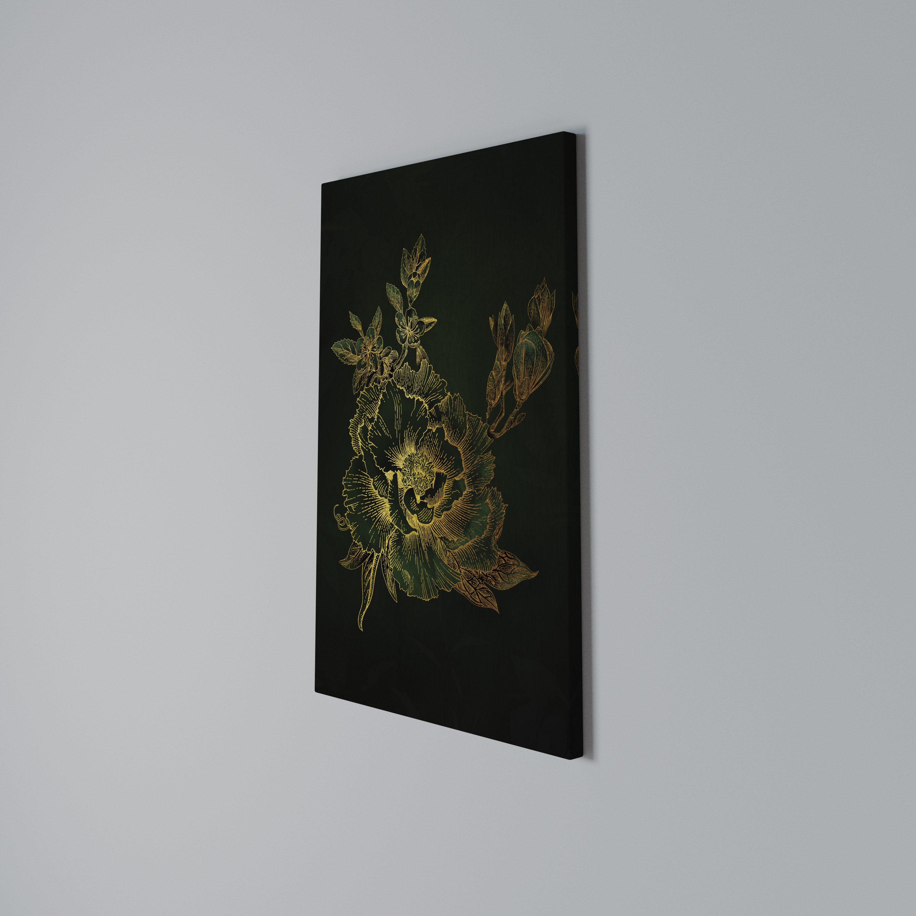 MIDNIGHT FLORAL GLIMMER Vertical Canvas Print