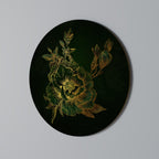MIDNIGHT FLORAL GLIMMER Round Wall Art
