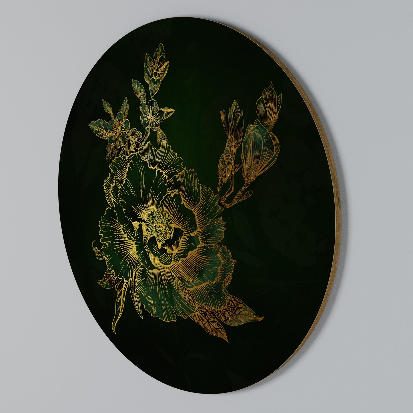 MIDNIGHT FLORAL GLIMMER Rund väggdekor