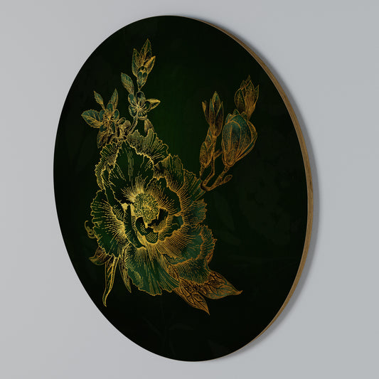 MIDNIGHT FLORAL GLIMMER Rund väggdekor