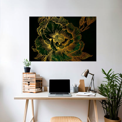 MIDNIGHT FLORAL GLIMMER Peel and Stick Horizontal Poster