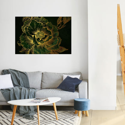 MIDNIGHT FLORAL GLIMMER Peel and Stick Horizontal Poster