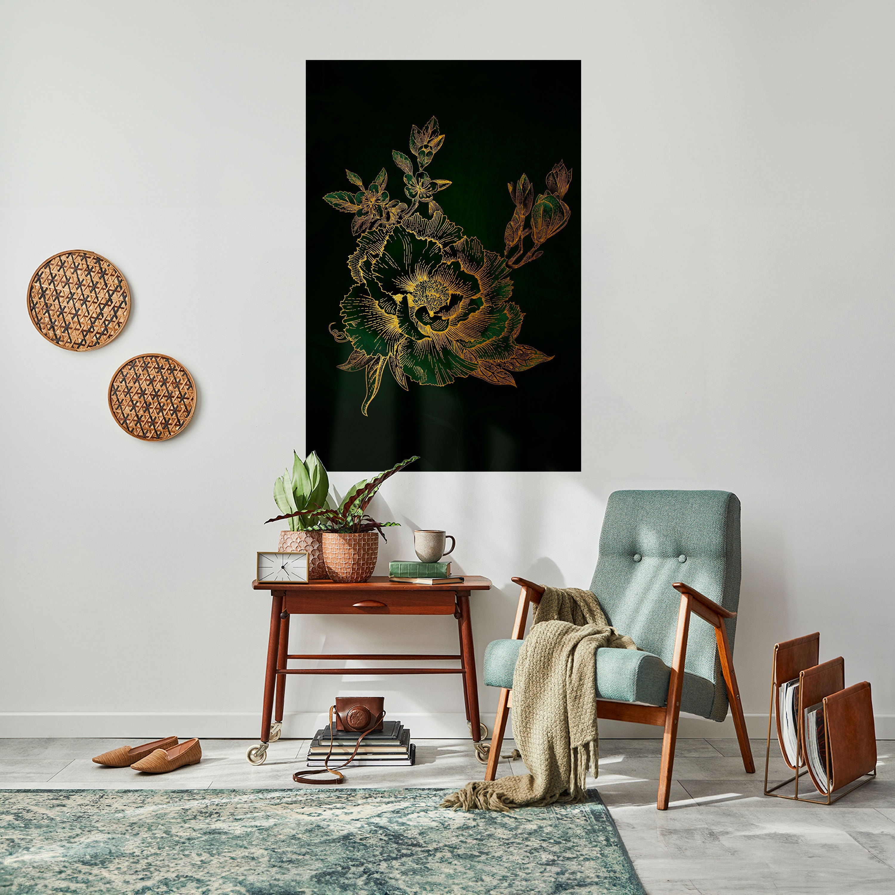 MIDNIGHT BLOMSTERIG GLIMMER Vertikal poster med självhäftande motiv