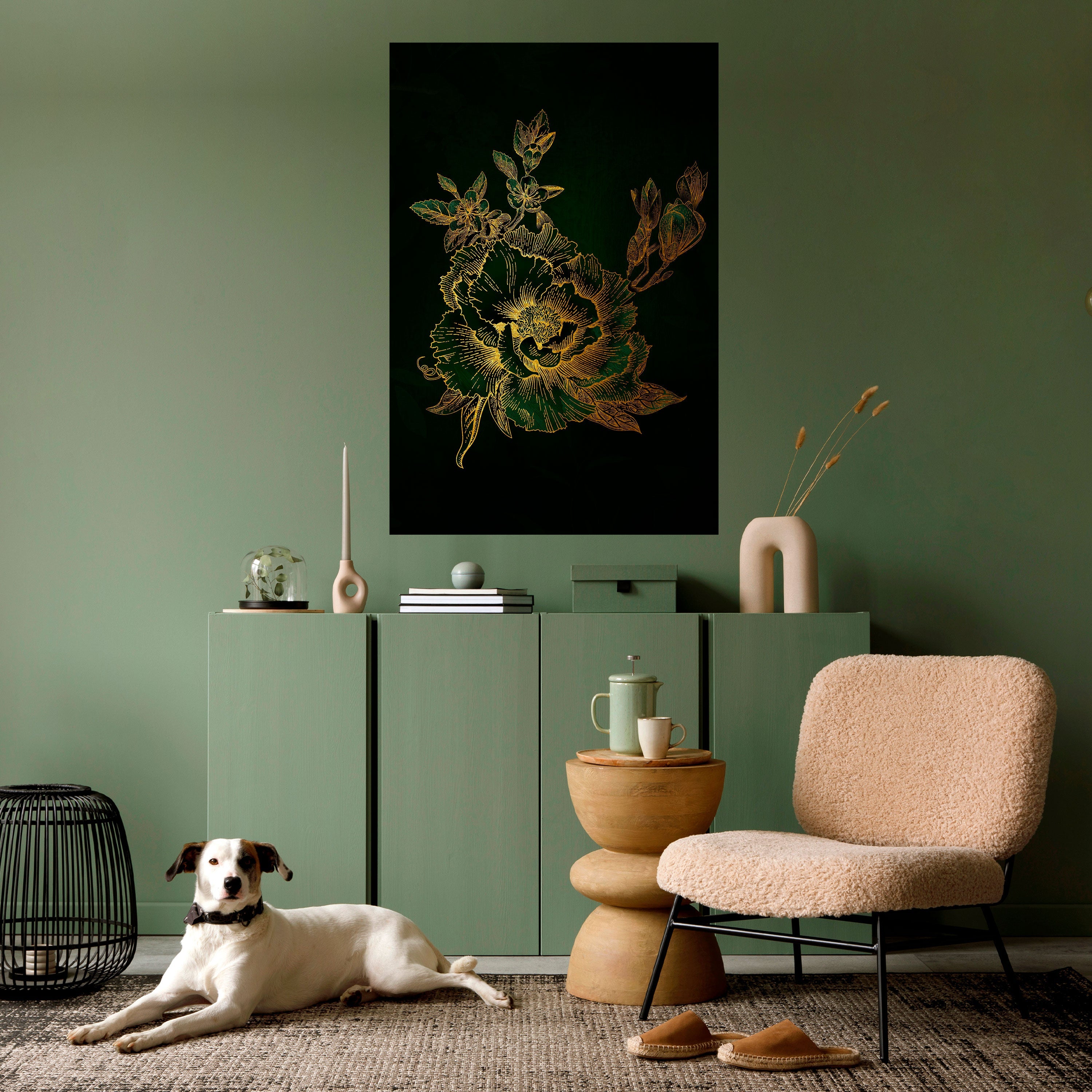 MIDNIGHT BLOMSTERIG GLIMMER Vertikal poster med självhäftande motiv