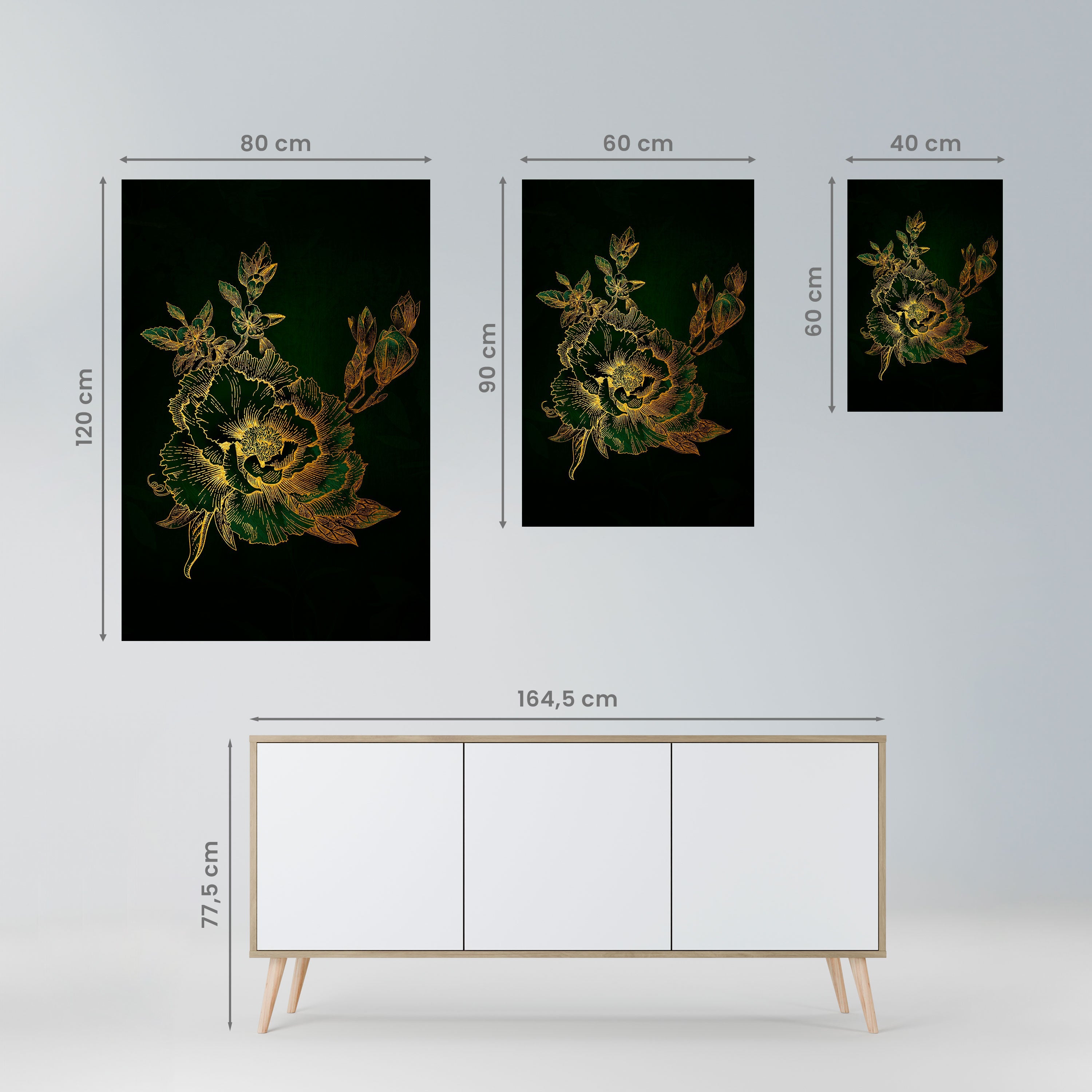 MIDNIGHT BLOMSTERIG GLIMMER Vertikal poster med självhäftande motiv