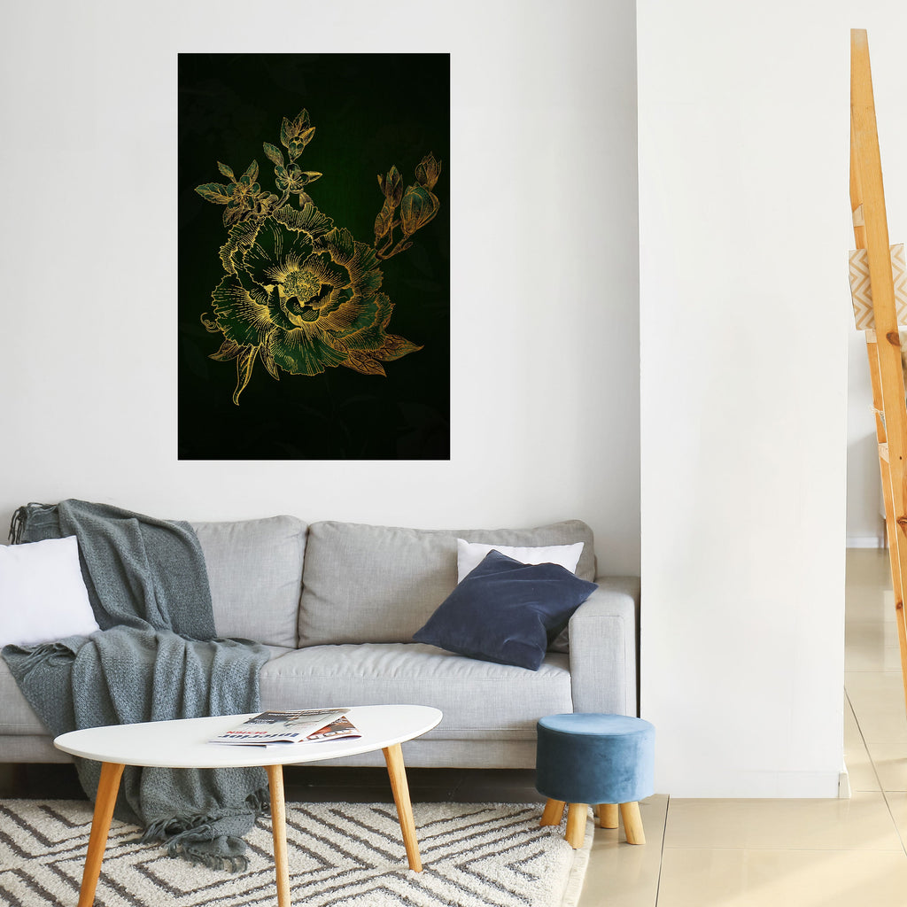 MIDNIGHT BLOMSTERIG GLIMMER Vertikal poster med självhäftande motiv
