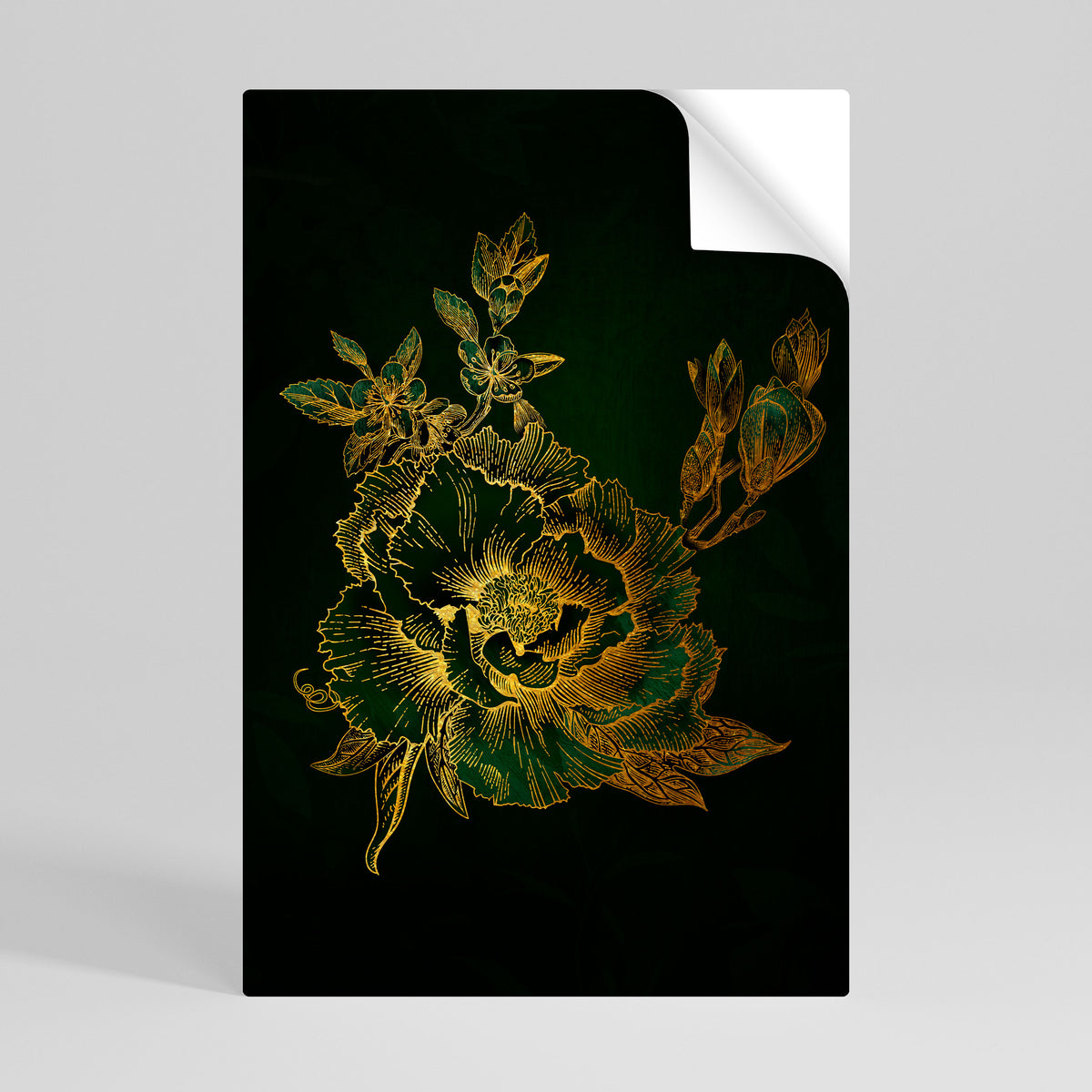 MIDNIGHT FLORAL GLIMMER Självhäftande Vertikal Poster