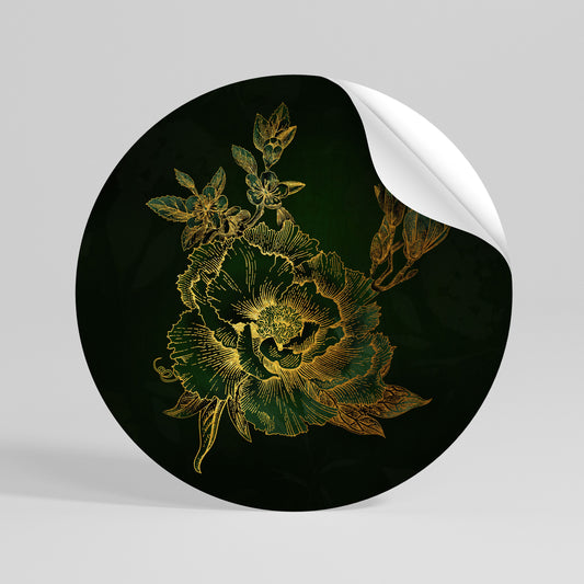 MIDNIGHT FLORAL GLIMMER Rund väggdekal