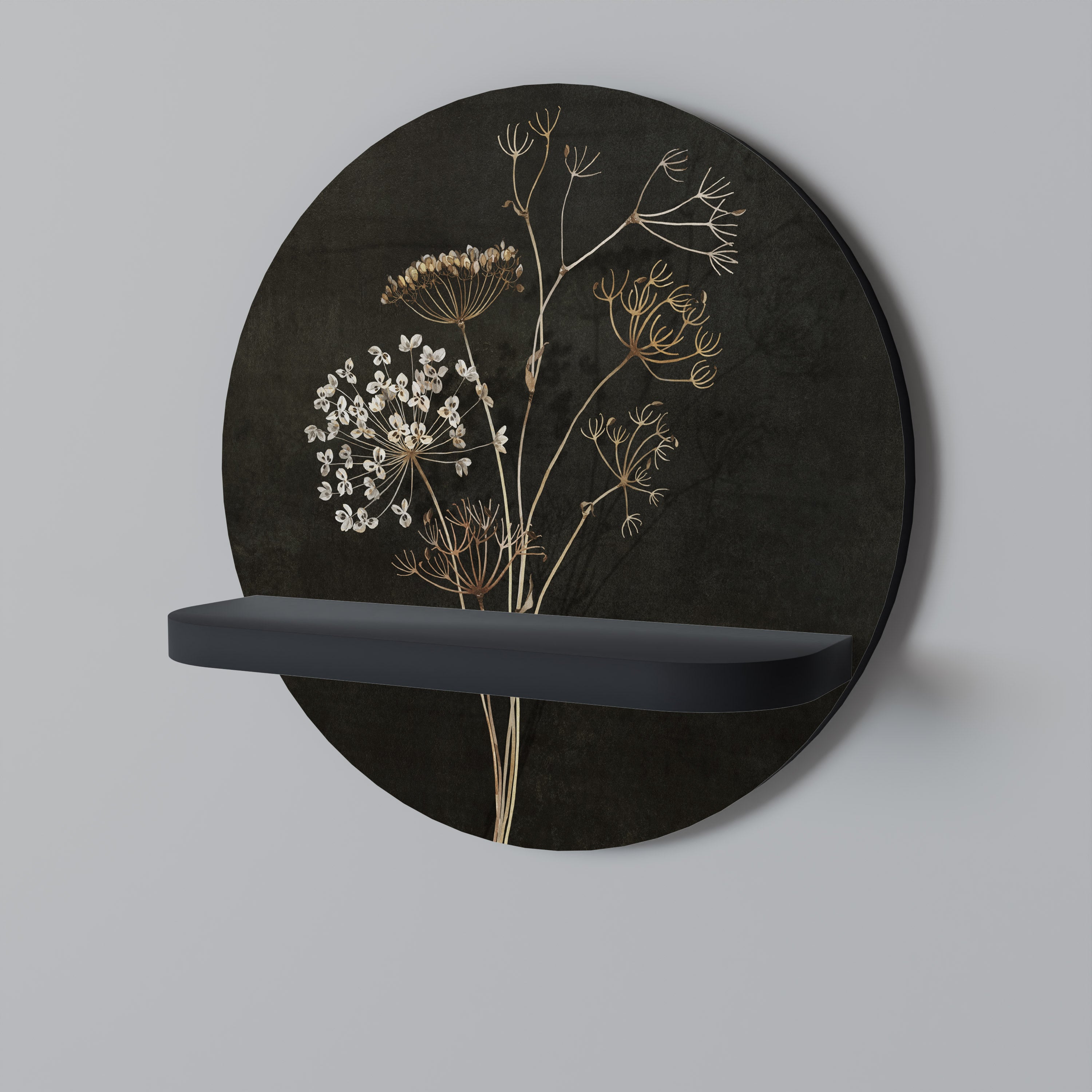 ÄNGSMINNEN Rund konsthylla i svart finish