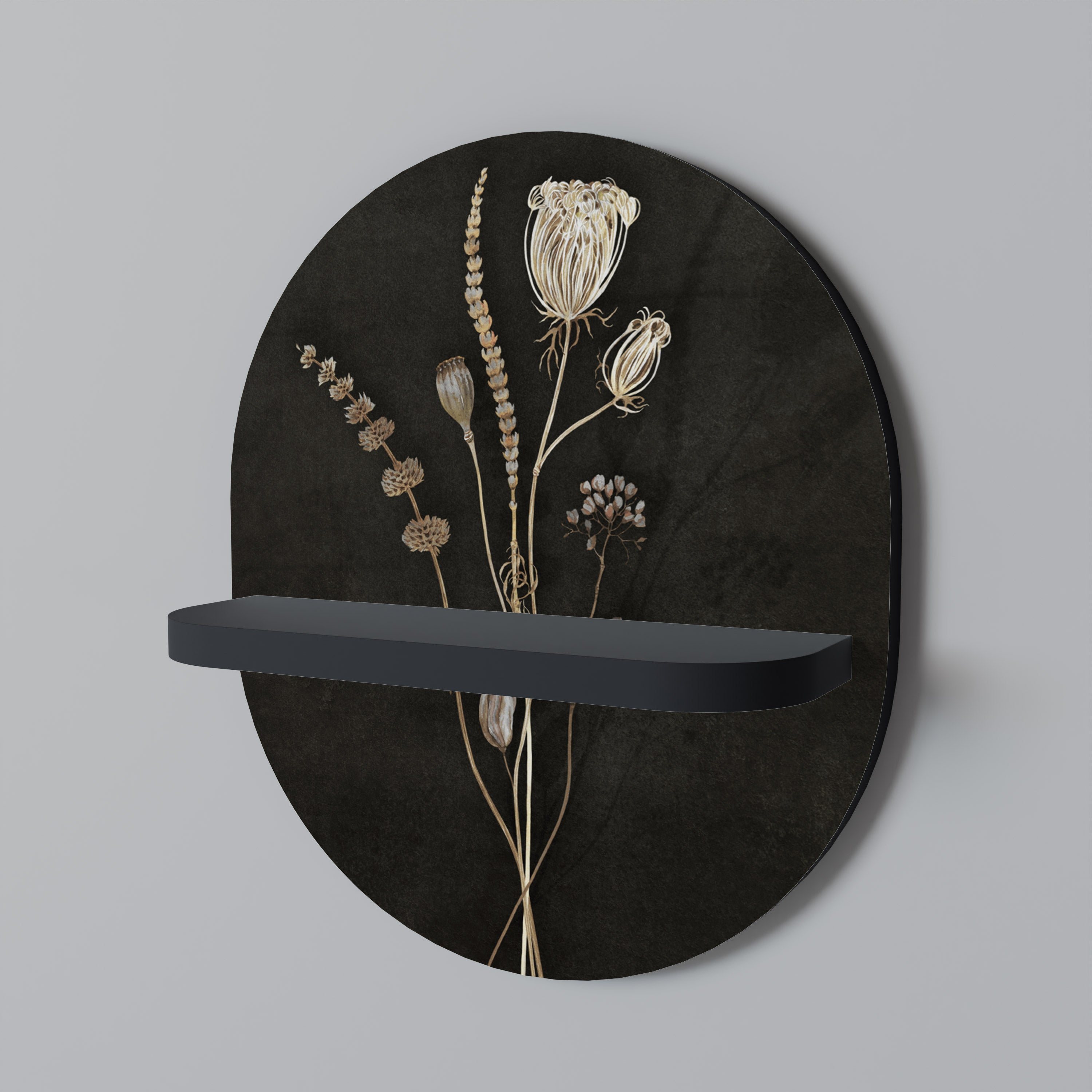 ÄNGKONST. Oval konsthylla i svart finish