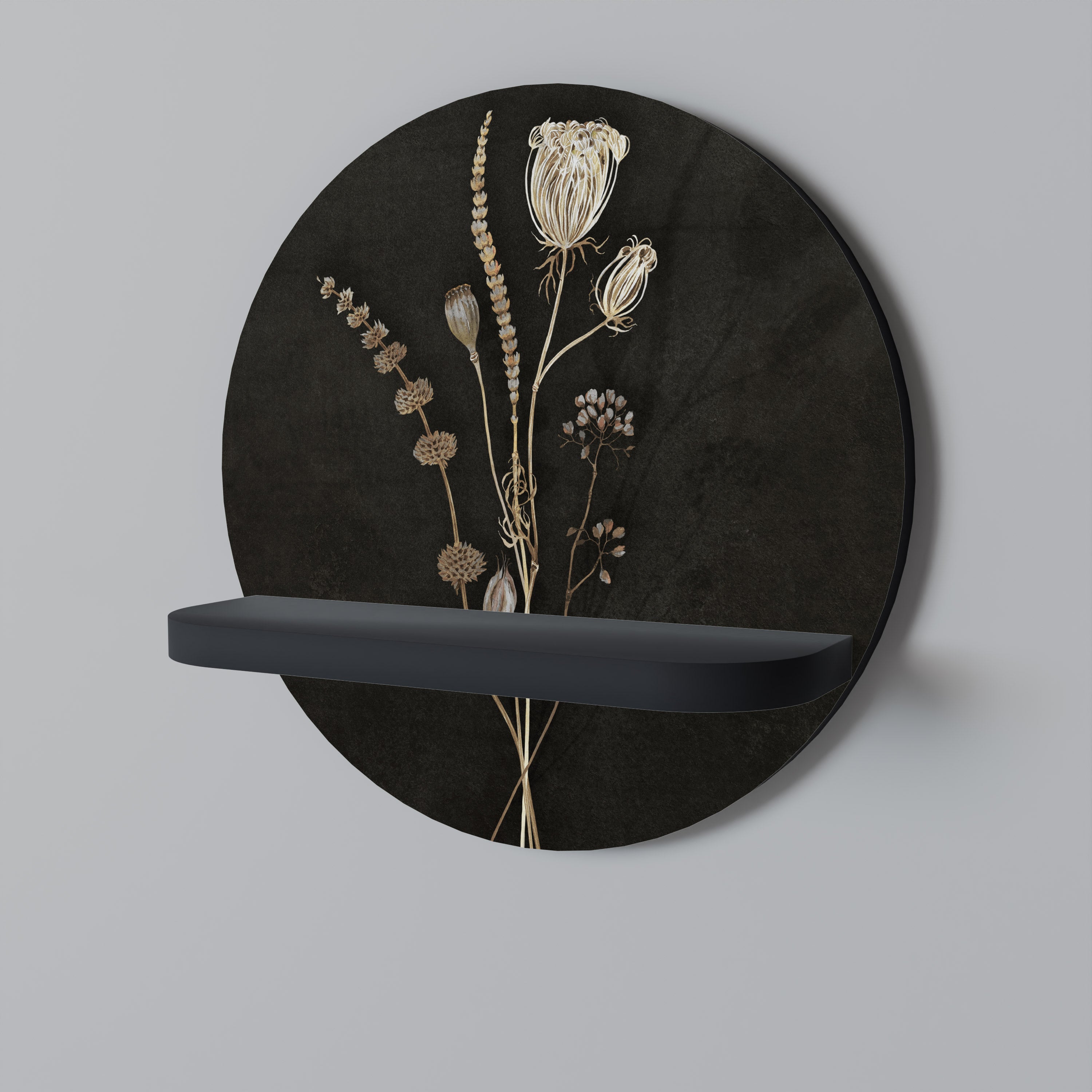 ÄNGKONST. Rund konsthylla i svart finish
