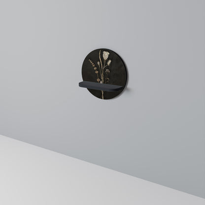 MEADOW ART. Round Art Shelf In Black Finish