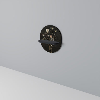 ÄNGSKONSER Oval konsthylla i svart finish