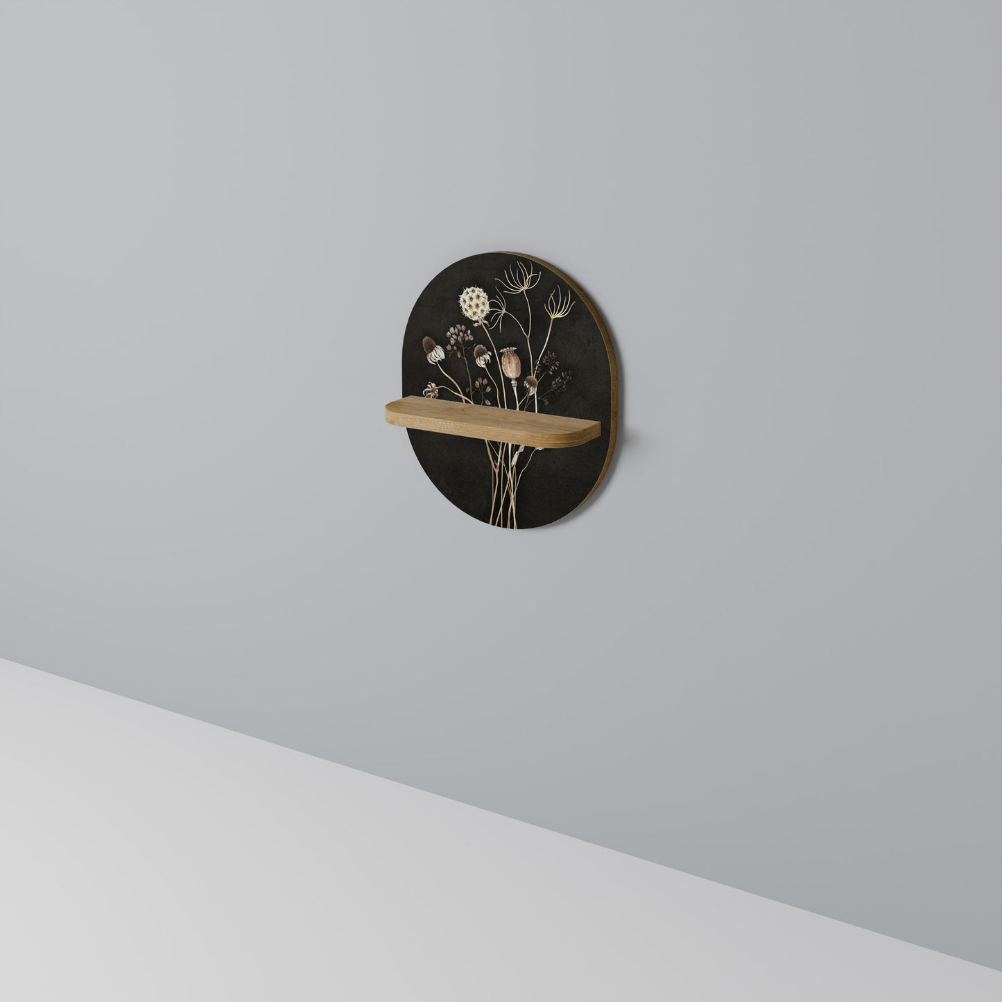 ÄNGSKONSER Oval konsthylla i ekeffekt