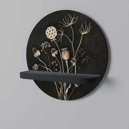 MEADOW SHADES Round Art Shelf In Black Finish